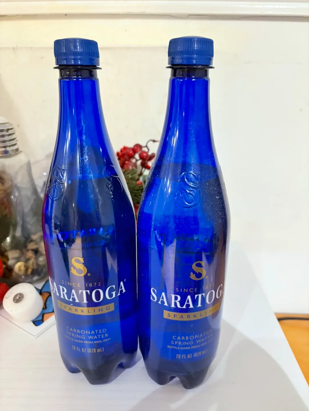 Two Saratoga Sparkling Spring Water Bottles thumbnail