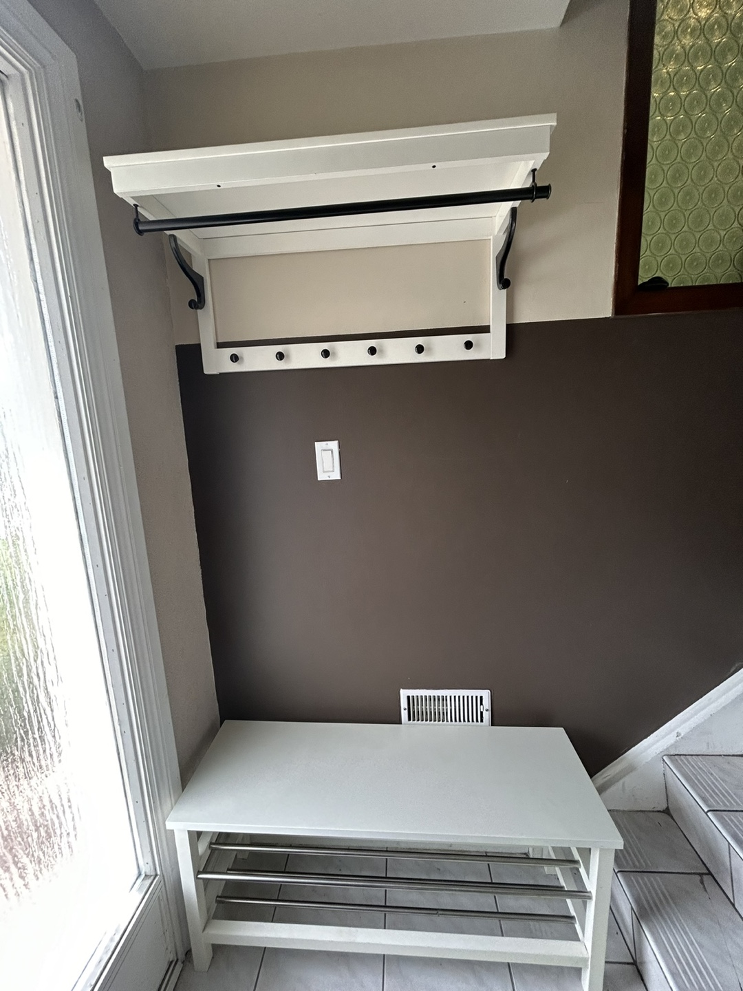 White Shoe Bench and Wall-Mounted Coat Rack Set - photo 5
