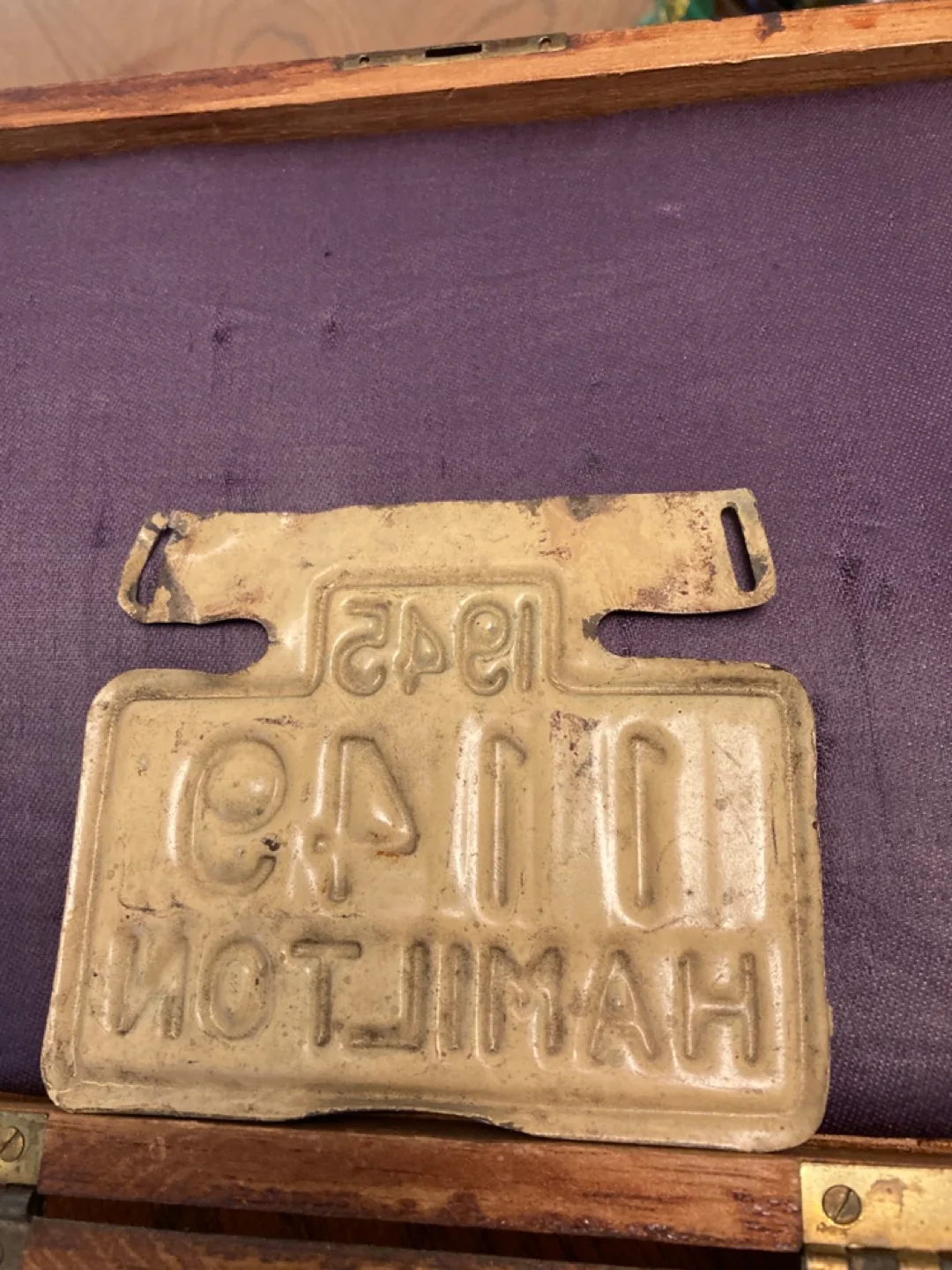 Vintage 1945 Hamilton Bicycle License Plate image indicator(2)