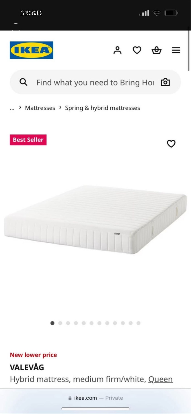 IKEA KLEPPSTAD Queen Bed Frame with VALEVÄG Queen Mattress - photo 5