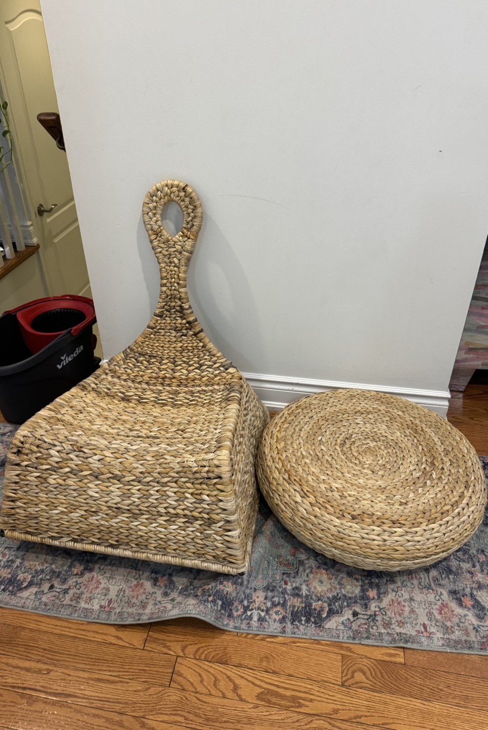 Woven Rattan Chair and Ottoman Set