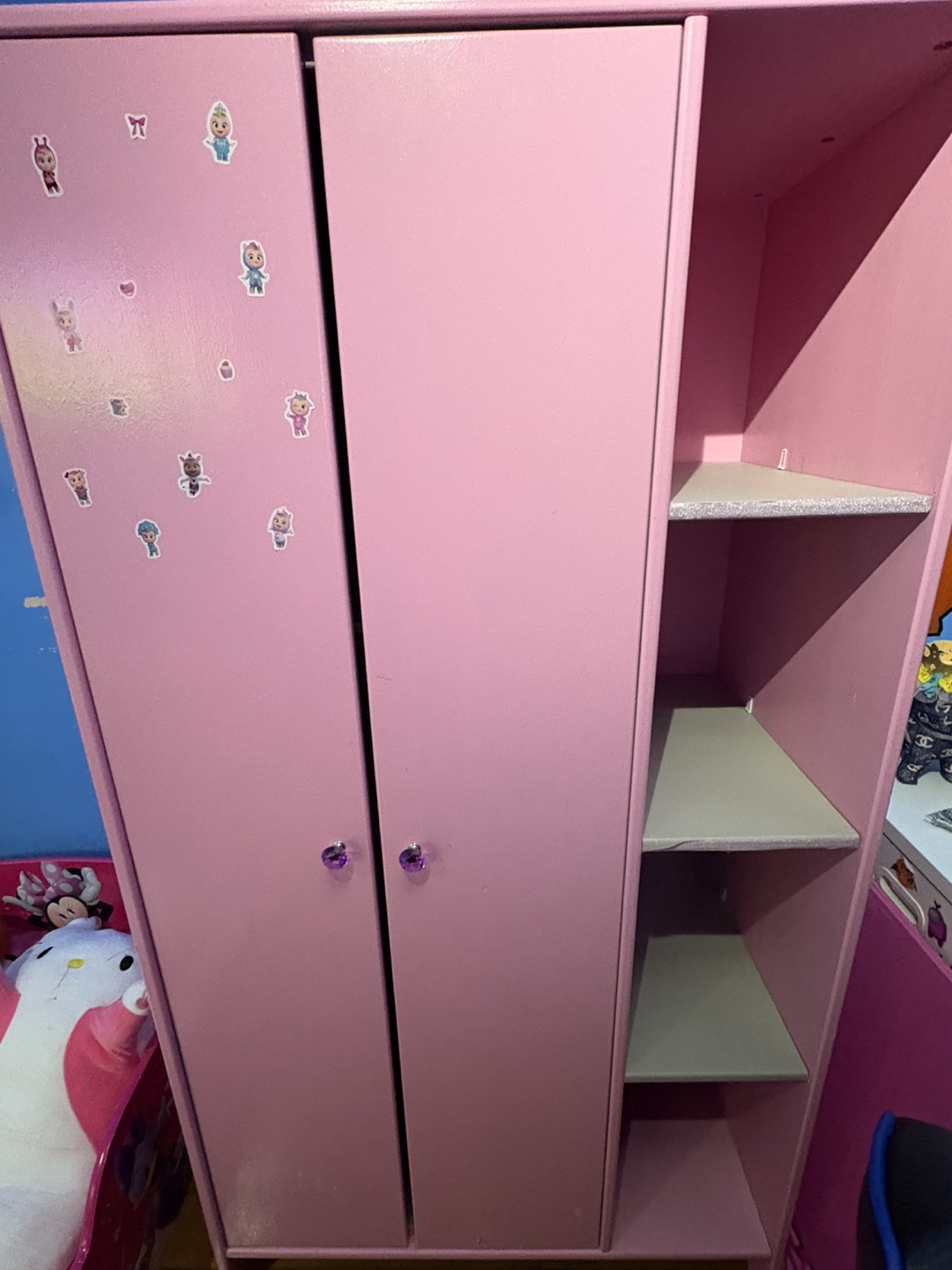 Pink Children's Wardrobe with Shelves