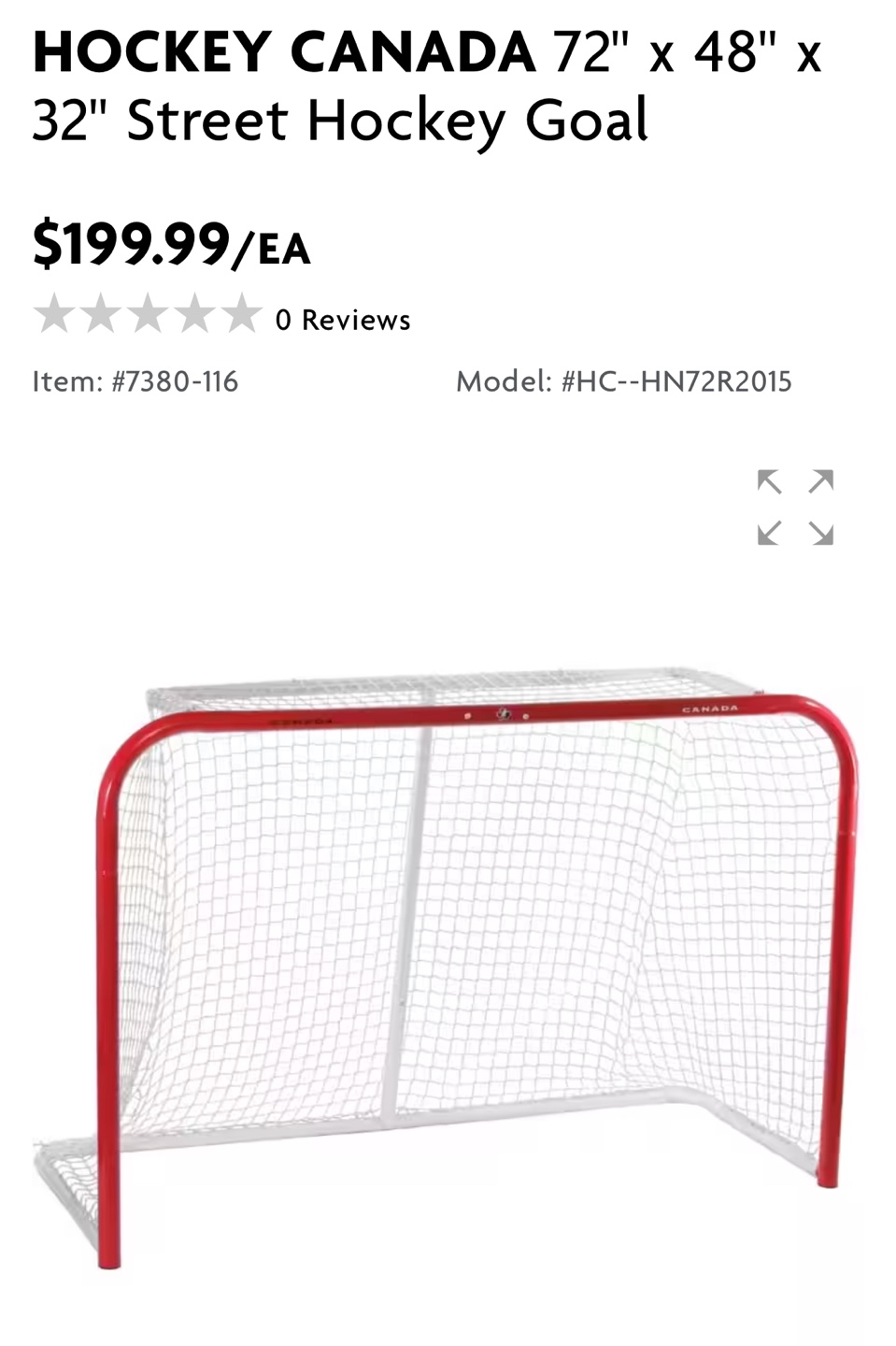 Hockey Canada 72" x 48" x 32" Street Hockey Goal - photo 2