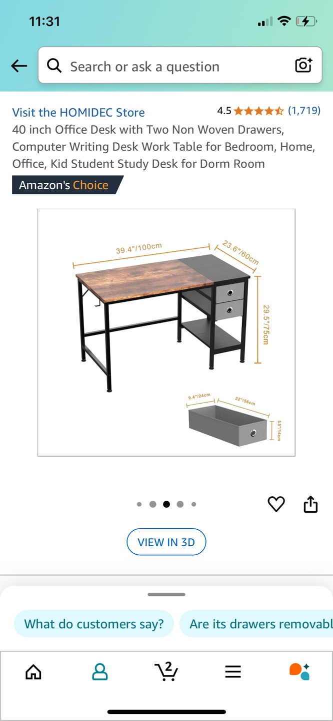 HOMIDEC 40 inch office desk with Drawers - photo 3