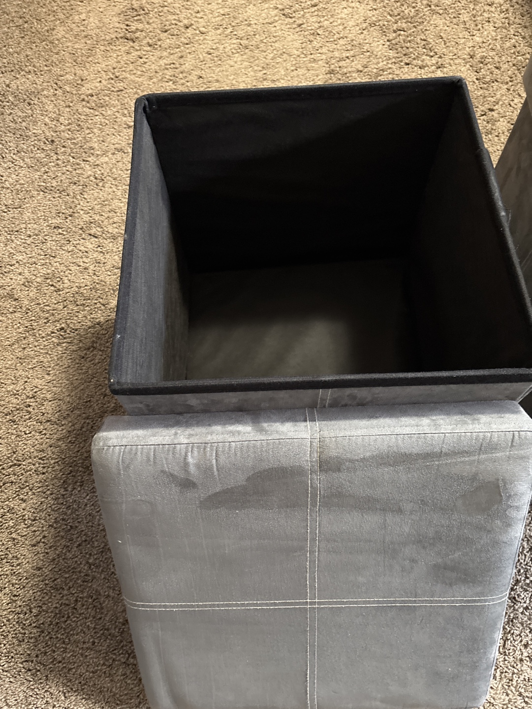 Pair of Grey Fabric Storage Ottomans - photo 2