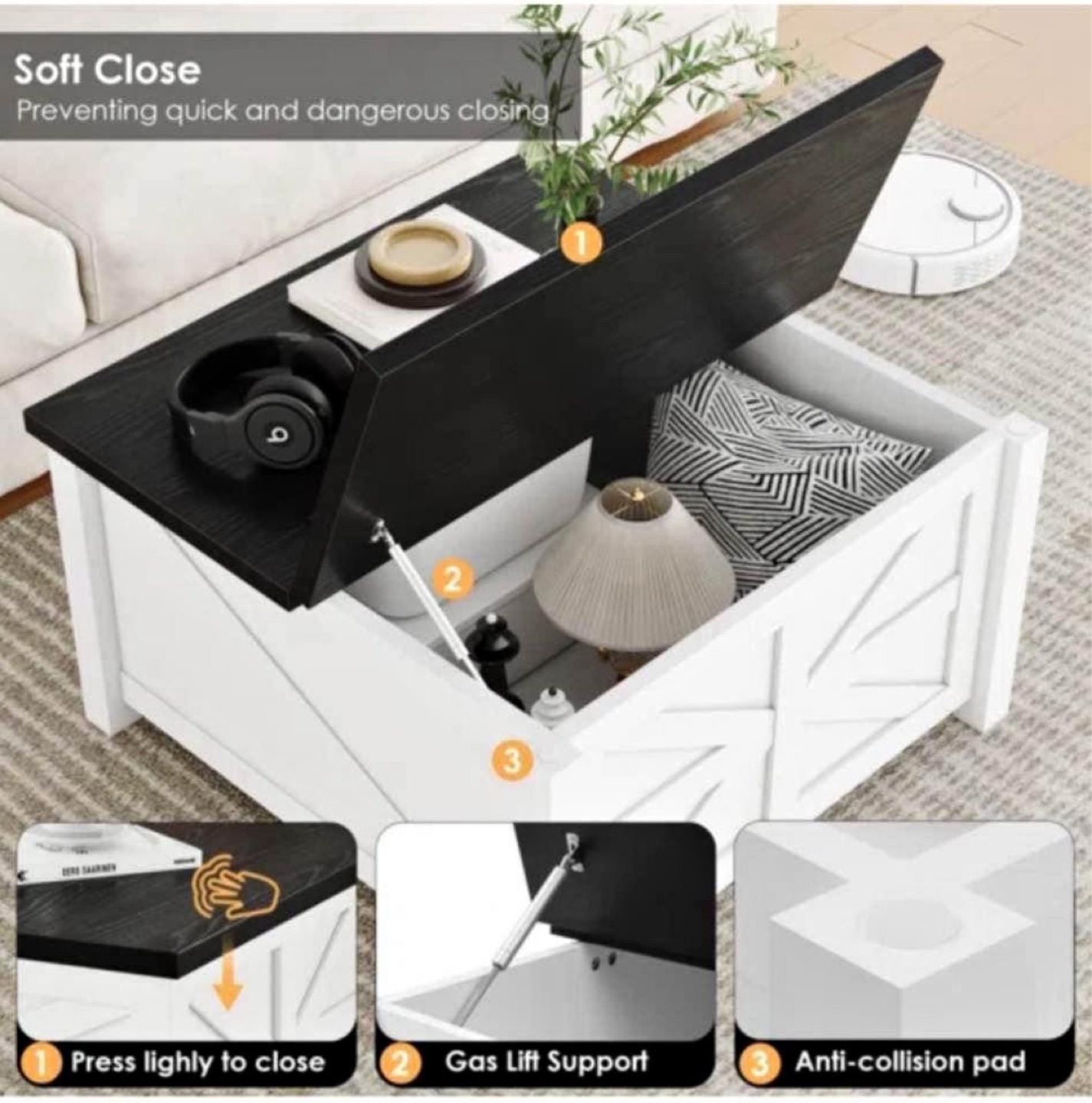 Farmhouse Style Coffee Table with Storage - photo 3