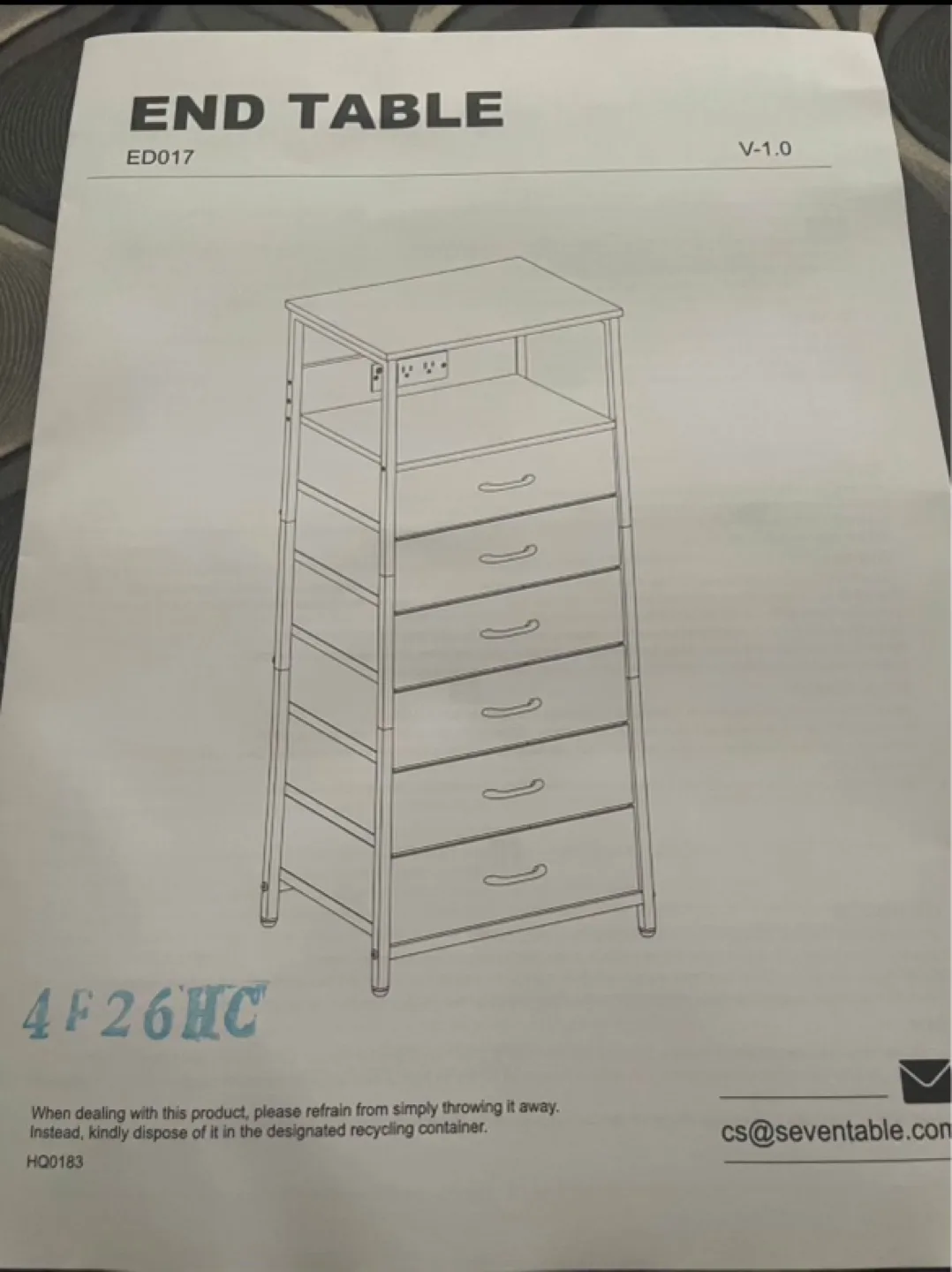 Seventable White End Table with LED Lighting and Outlets image indicator(2)