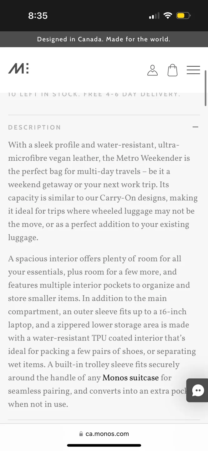 Monos Metro Weekender Bag - Beige image indicator(7)