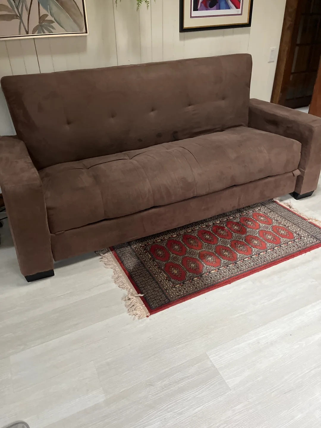 Brown suede like Sofa Bed image indicator(2)