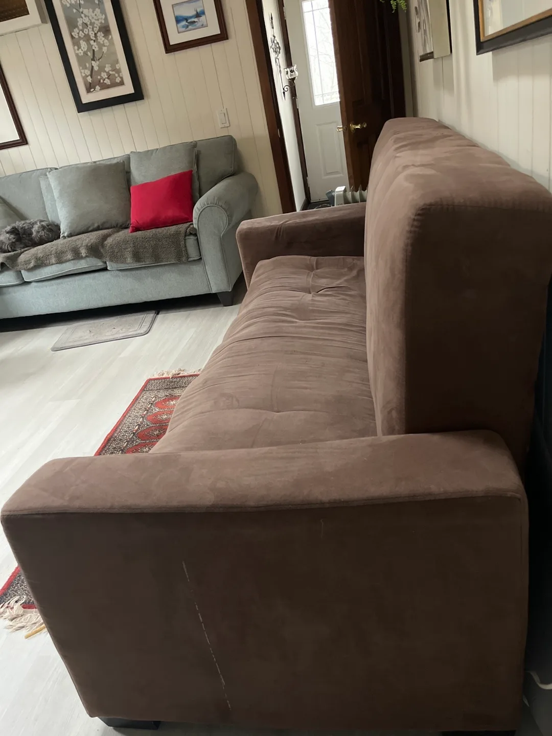 Brown suede like Sofa Bed image indicator(3)