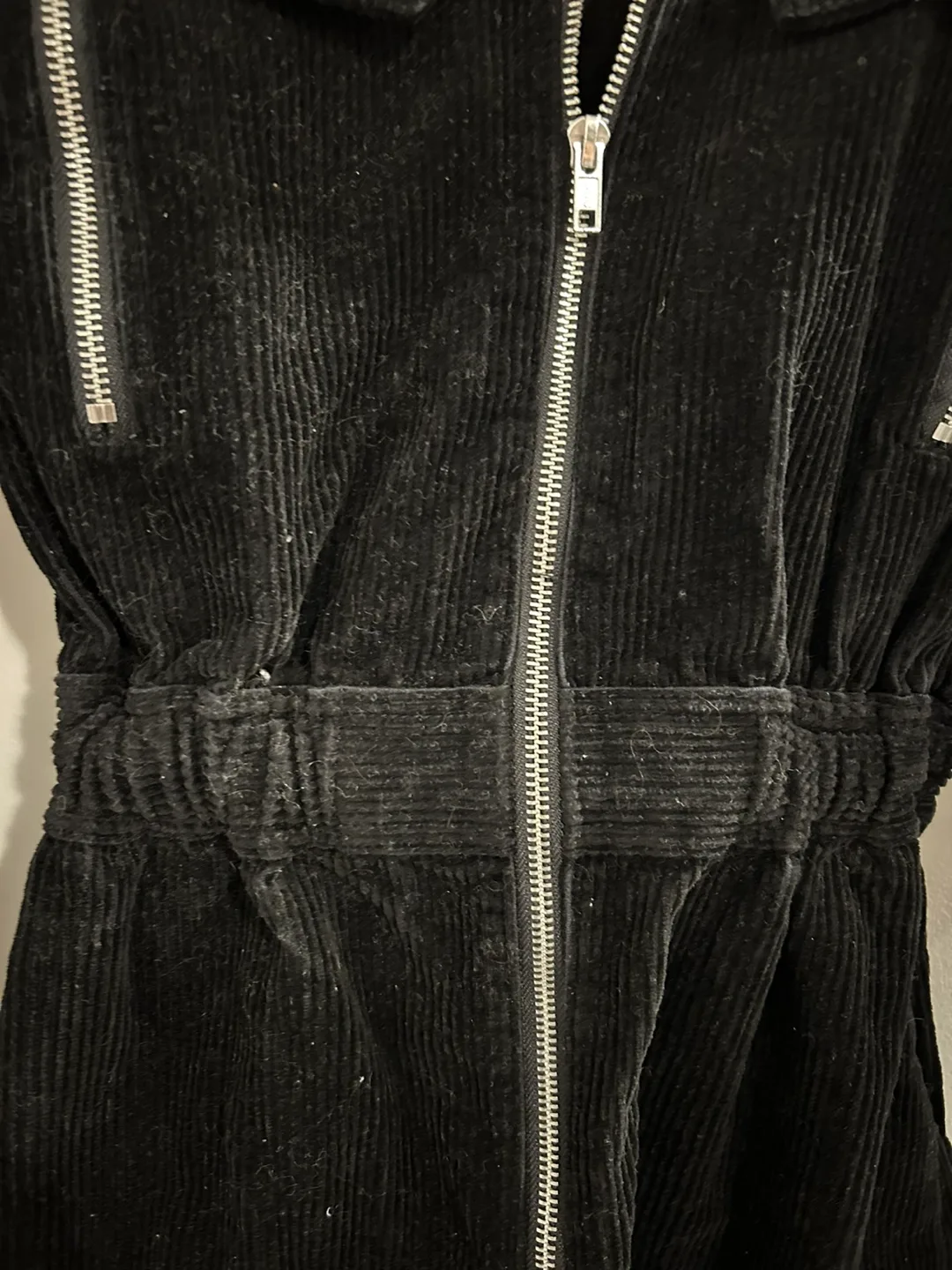 Topshop Black Corduroy Zip-Up Dress image indicator(3)