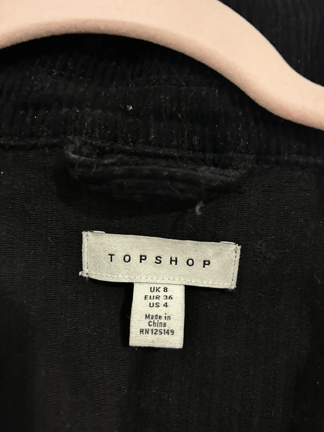 Topshop Black Corduroy Zip-Up Dress image indicator(2)