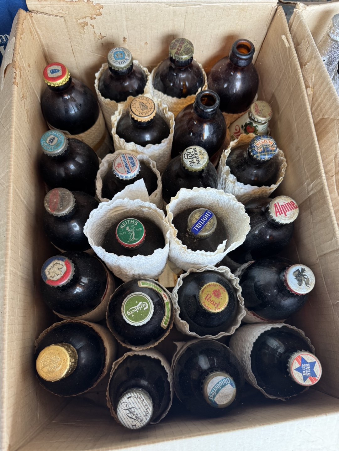Collection of vintage beer bottles