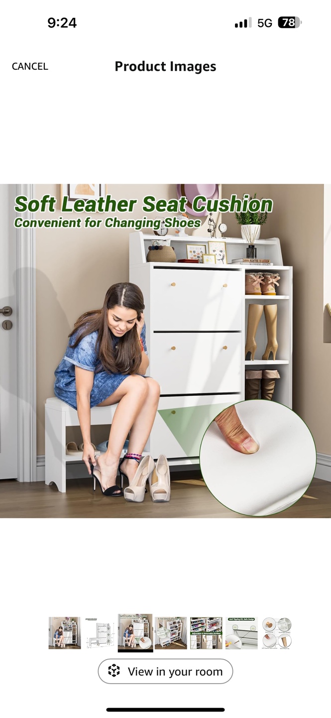 White Shoe Rack with Bench and Adjustable Shelves - photo 3