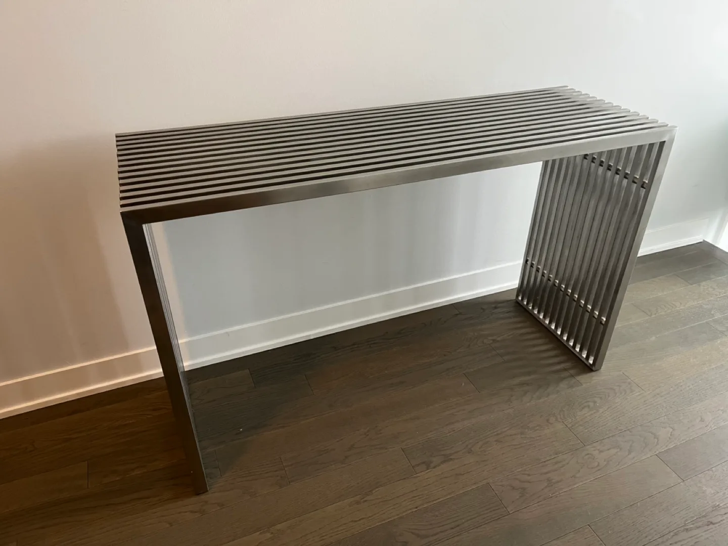 Sleek Stainless Steel Console Table image indicator(2)