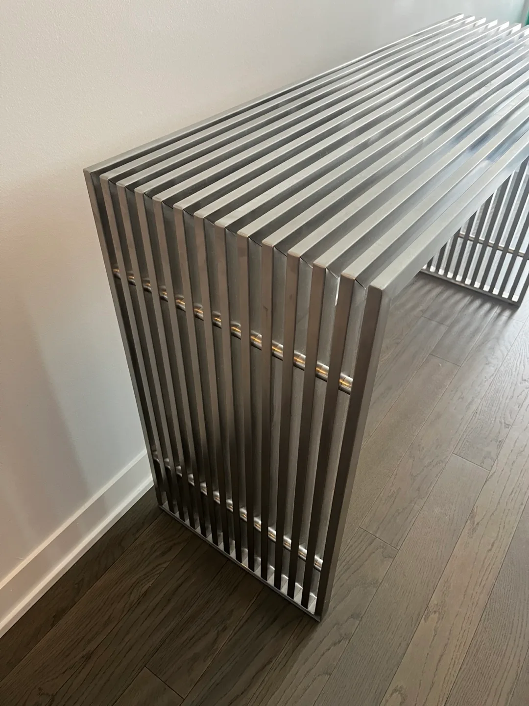 Sleek Stainless Steel Console Table image indicator(5)