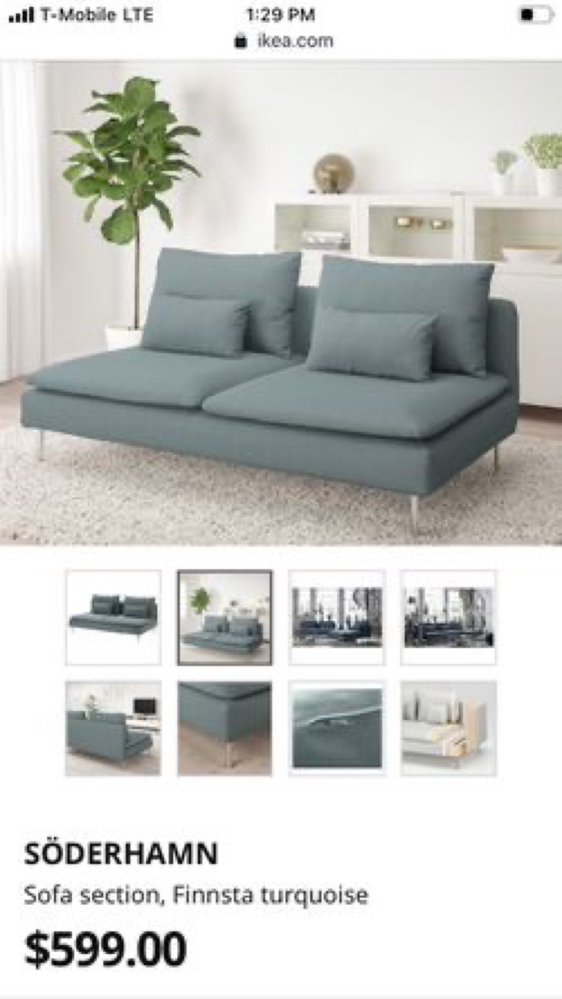 IKEA Söderhamn Sofa Section - Finsta Turquoise