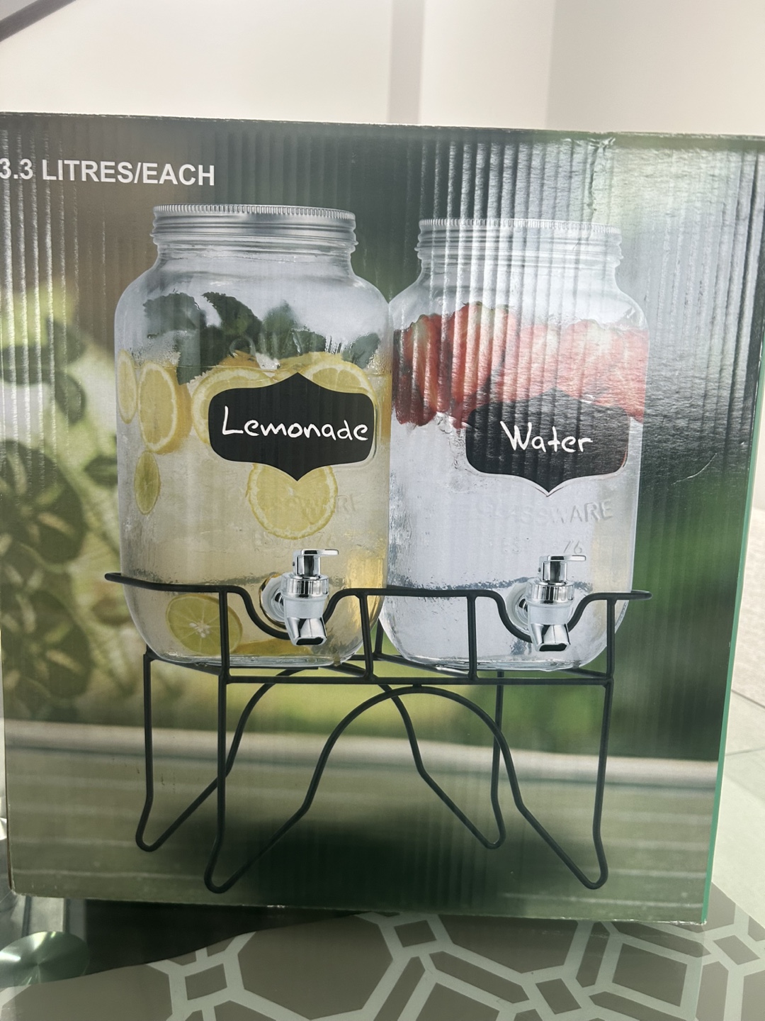 Double Glass Beverage Dispenser with Stand