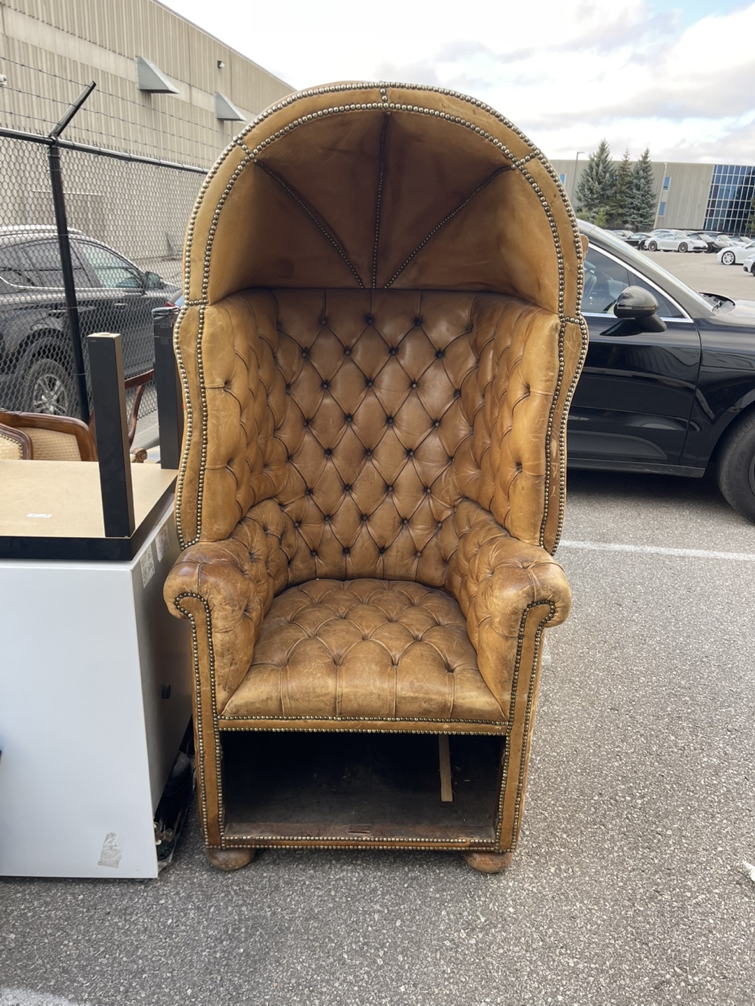 Antique Leather Hooded Chair - photo 2