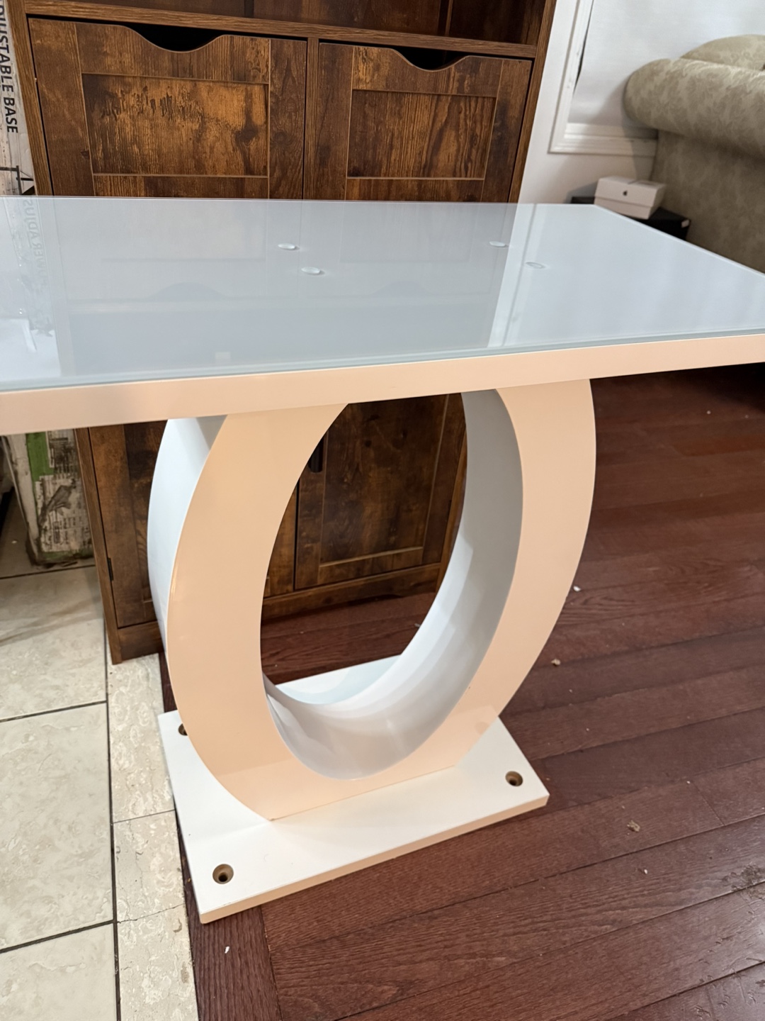 White Console Table with Glass Top - photo 2