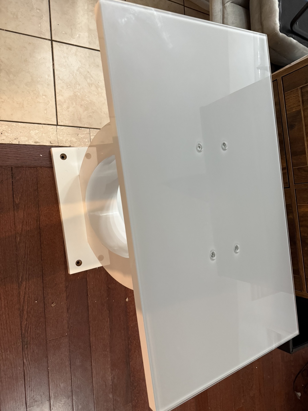 White Console Table with Glass Top - photo 4