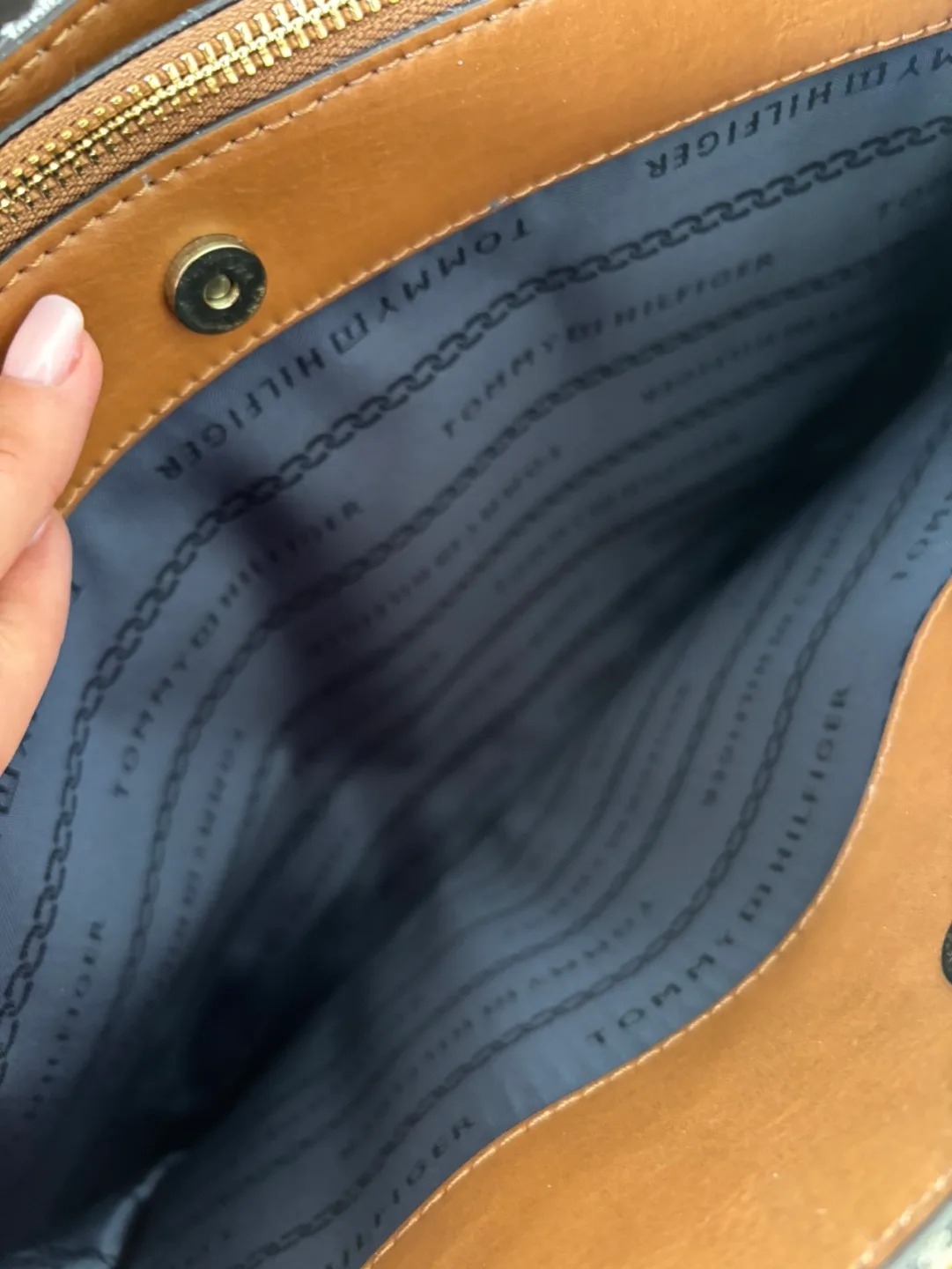 Tommy Hilfiger Beige and Brown Monogram Satchel image indicator(8)