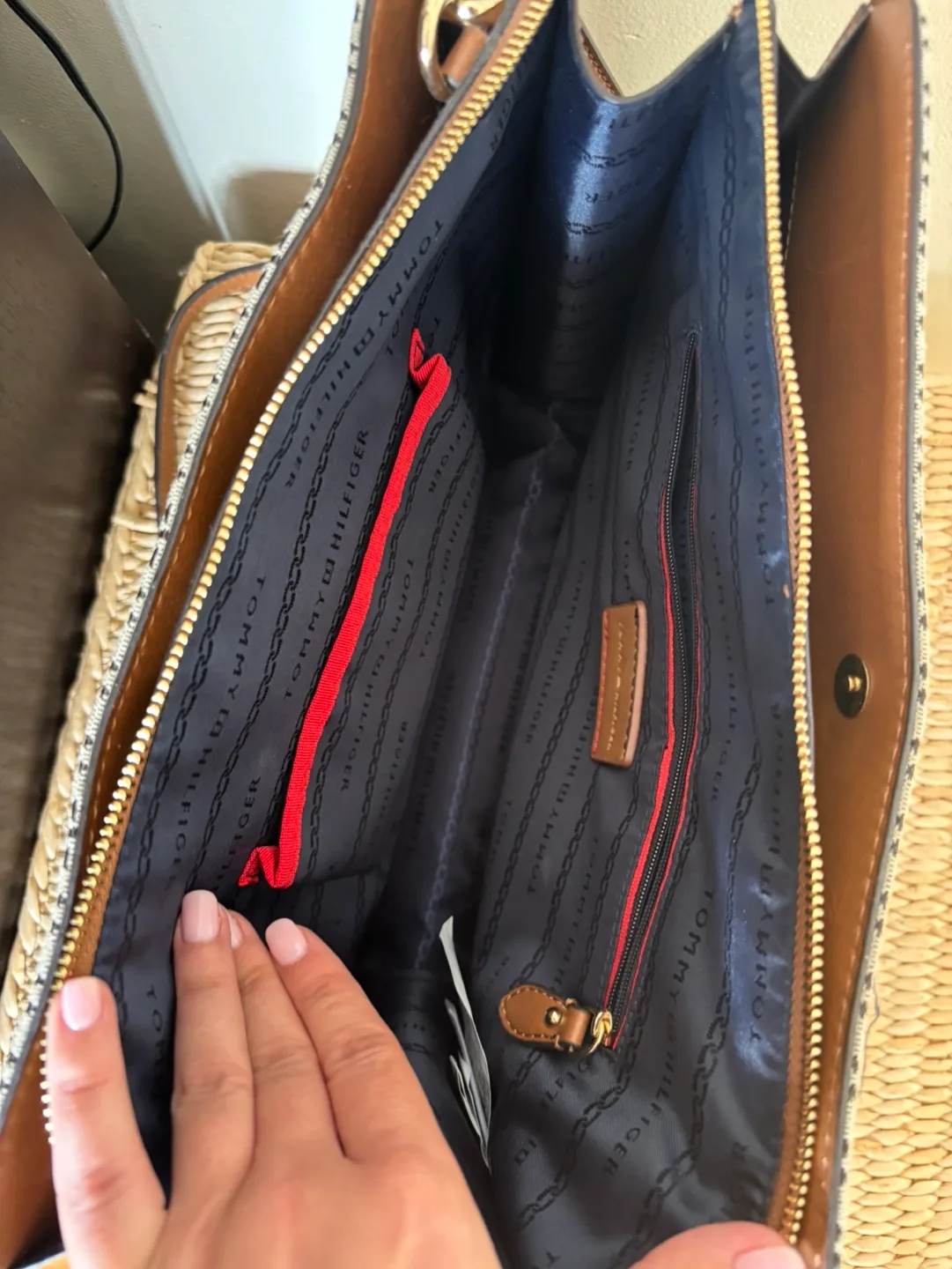 Tommy Hilfiger Beige and Brown Monogram Satchel image indicator(9)