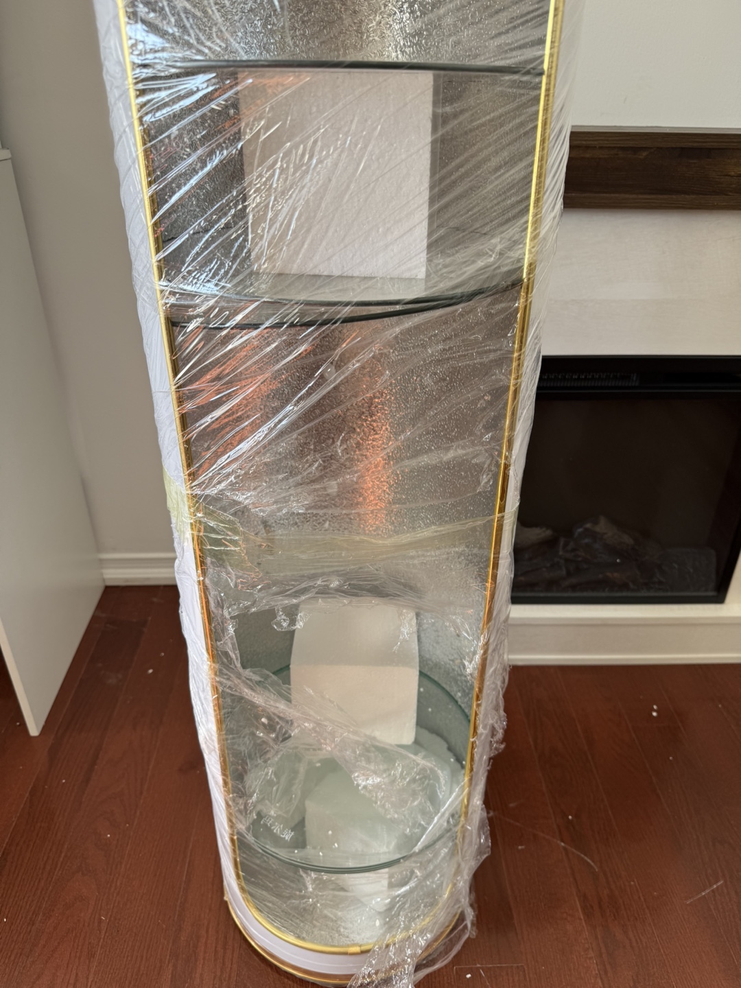 Tall Glass Curio Cabinet with Gold Accents - photo 2
