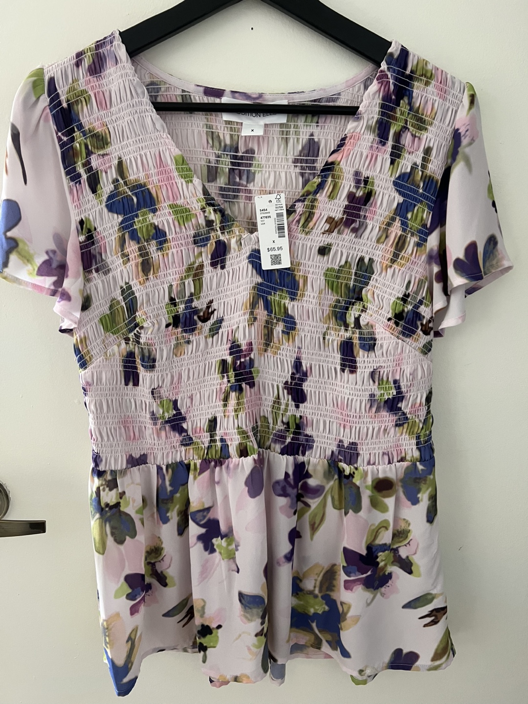 Addition Elle Women's Floral Smocked Blouse, Size X
