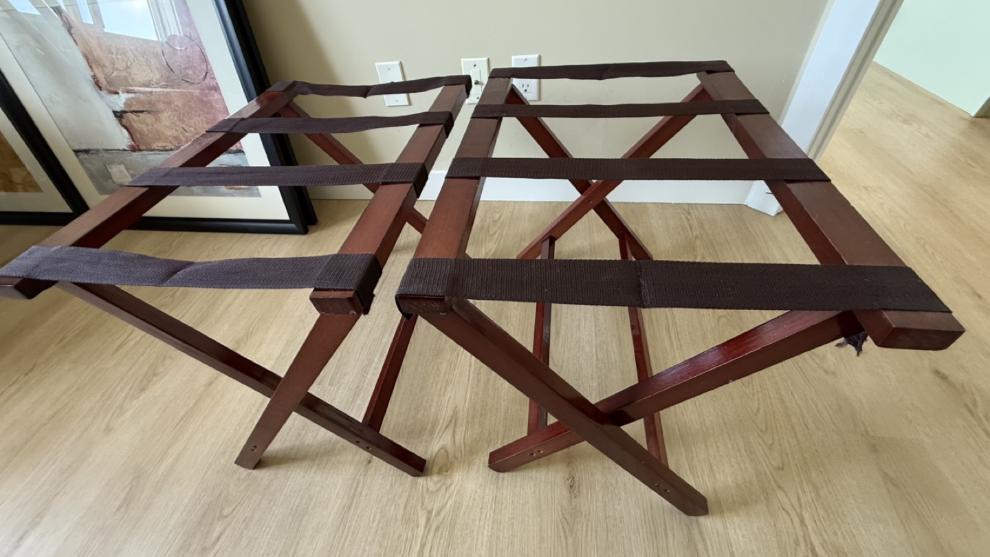 Pair of Wooden Luggage Racks