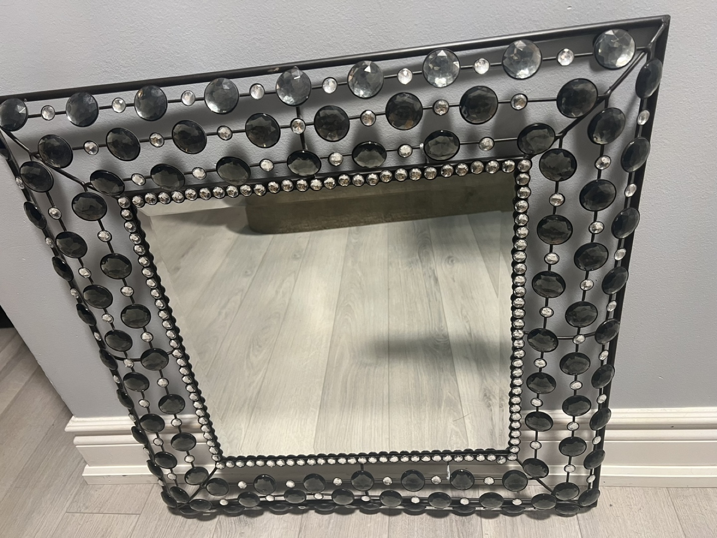 Set of 3 Crystal Candle Holders & Beaded Mirror