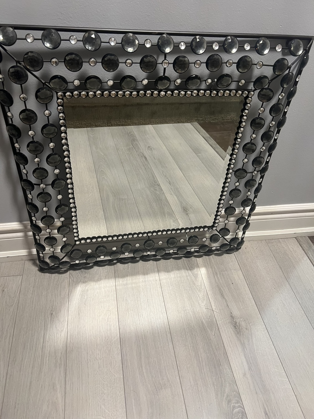 Set of 3 Crystal Candle Holders & Beaded Mirror - photo 2