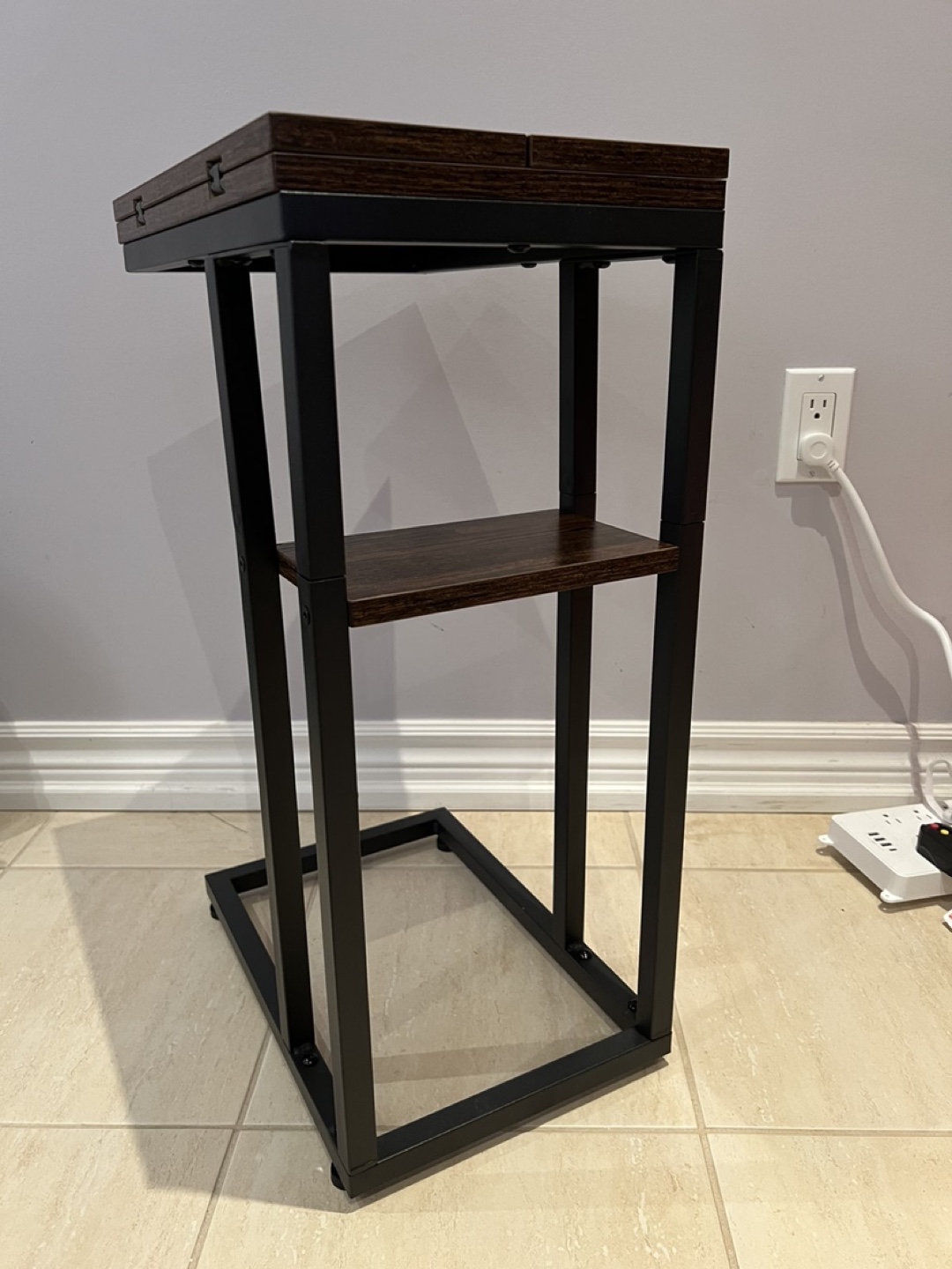 C-Shaped Sofa Side Table with Folding Top - photo 4