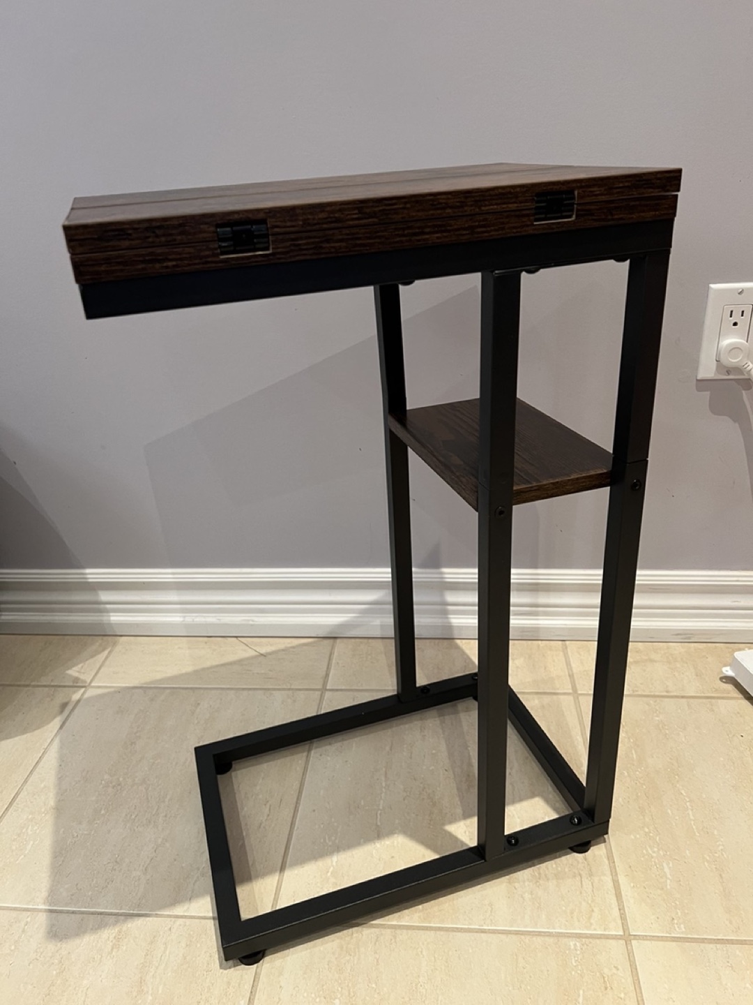 C-Shaped Sofa Side Table with Folding Top - photo 5