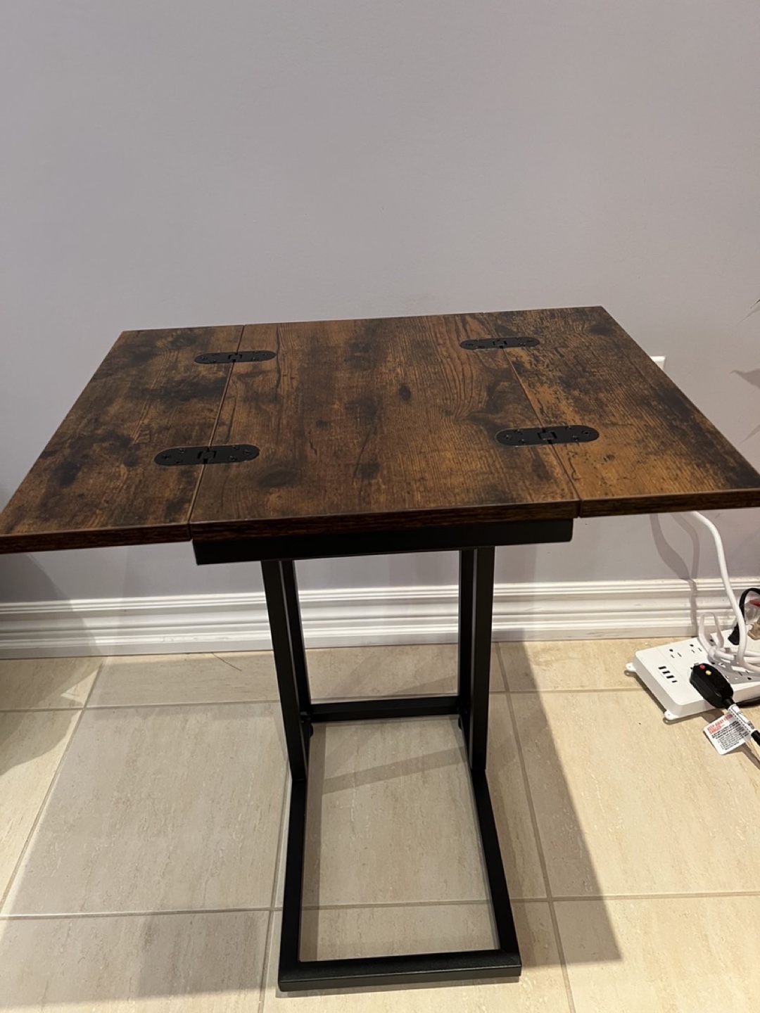 C-Shaped Sofa Side Table with Folding Top - photo 2