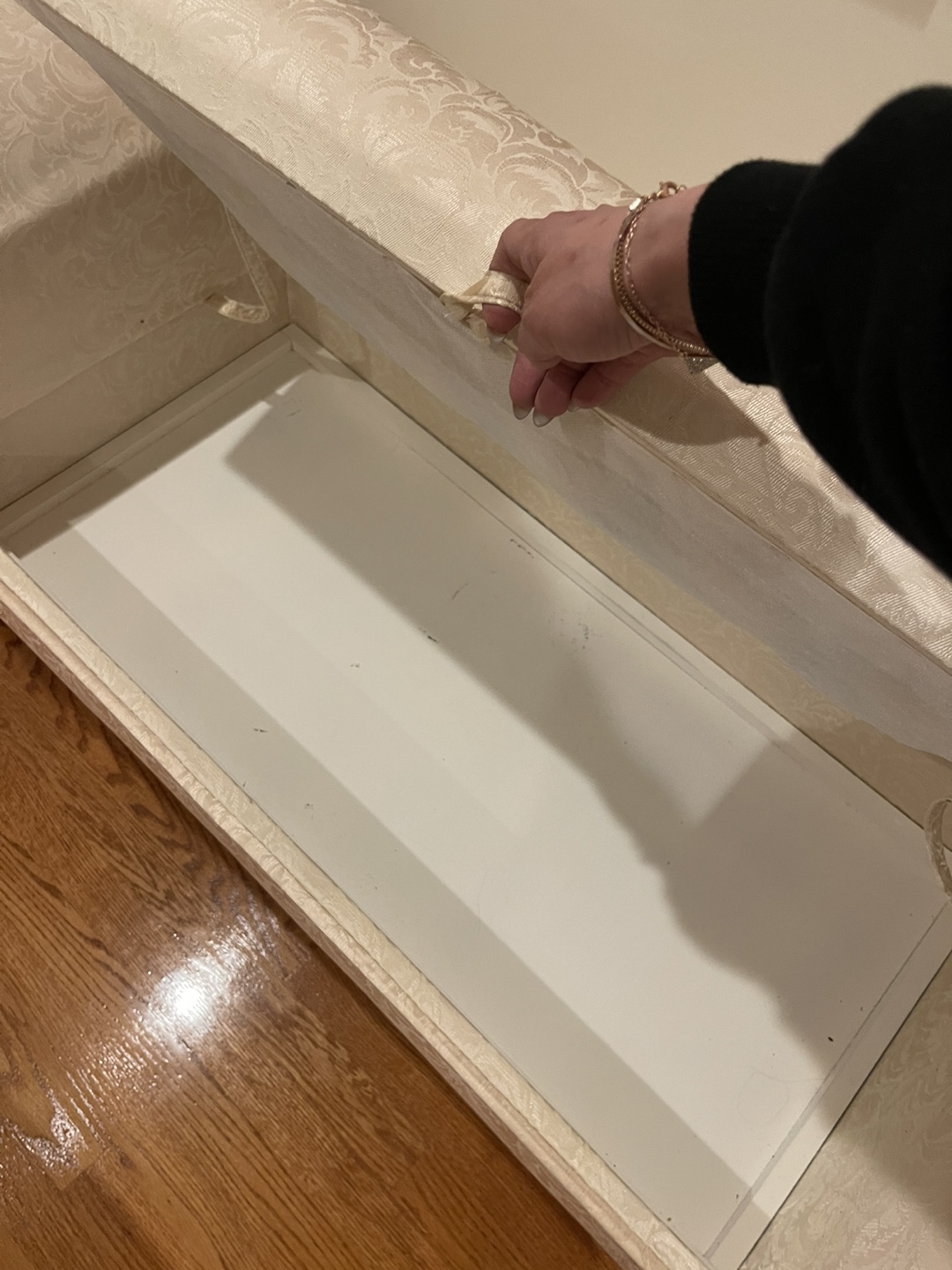 Cream Upholstered Storage Bench - photo 2