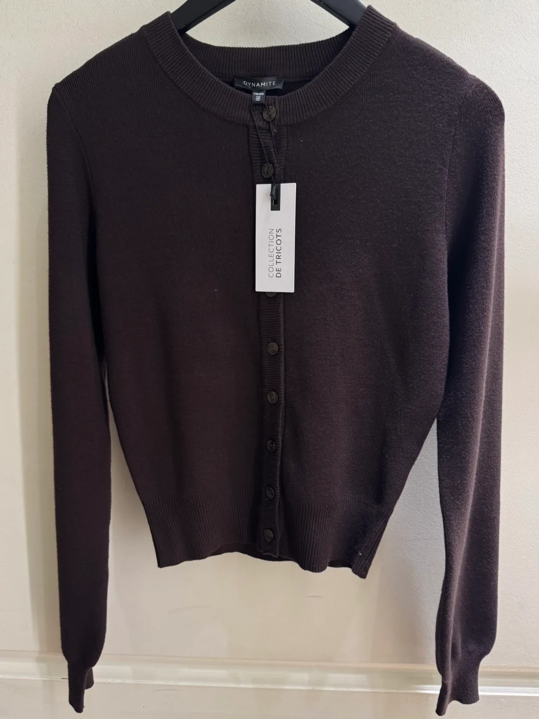 NEW WITH TAG Dynamite brown ribbed cardigan sweater size xxs image indicator(2)