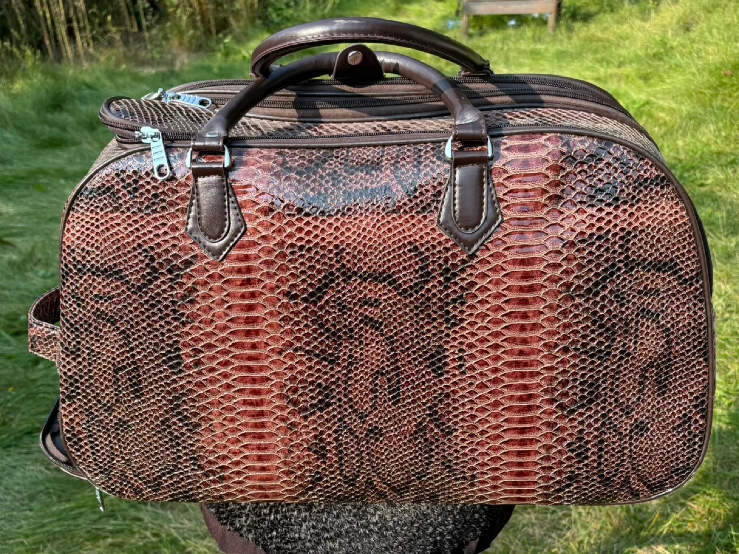 Snakeskin Rolling Travel Duffle Bag image indicator(2)