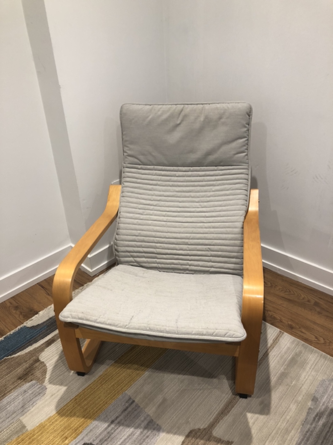 IKEA Poang Beech chair - Light Grey fabric