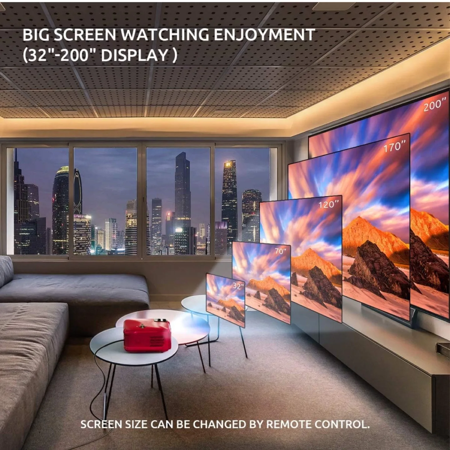 Crenova Projector - 1080p HD, 32-200 inch Display image indicator(4)