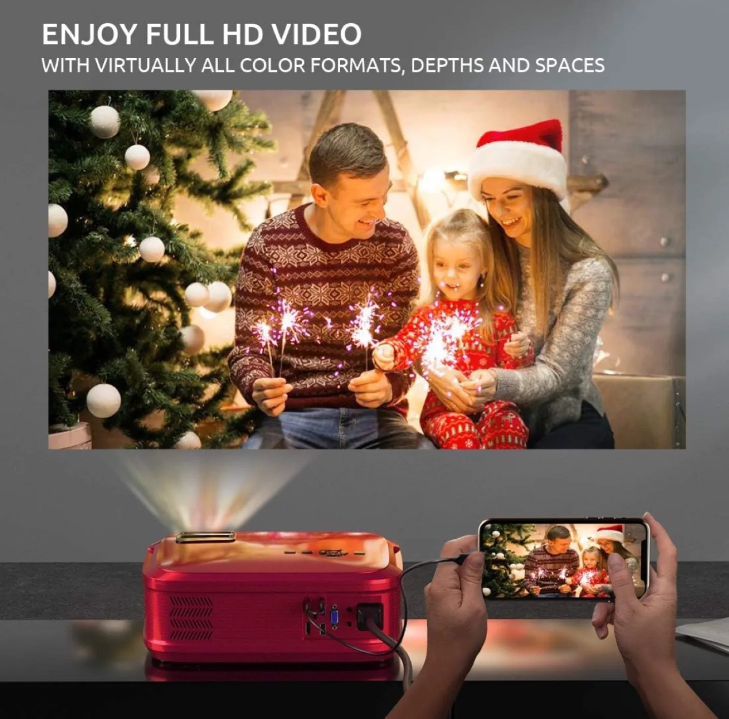 Crenova Projector - 1080p HD, 32-200 inch Display image indicator(2)