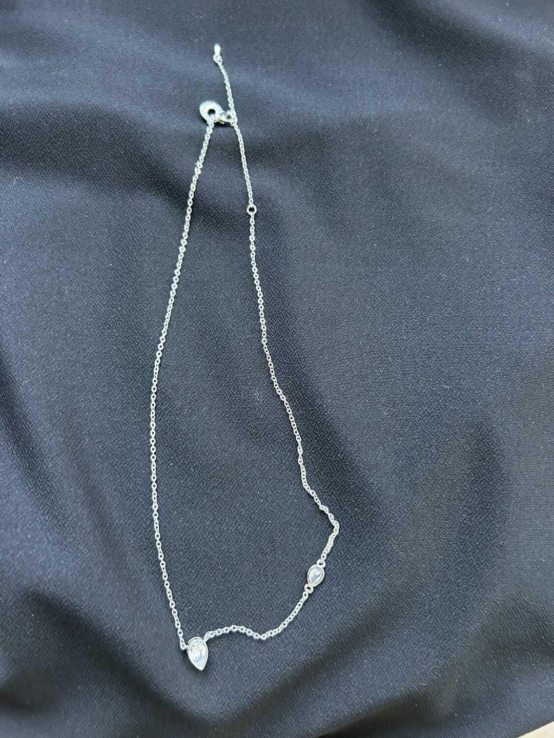 Delicate Pear and Round CZ Adjustable Necklace - photo 2