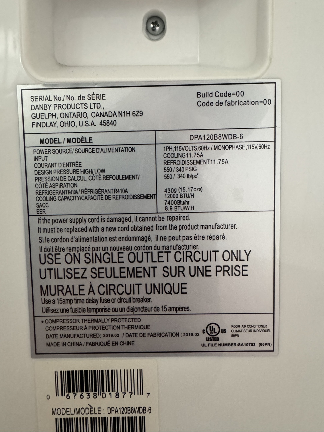 Danby DPA12088WDB-6 Portable Air Conditioner - photo 3