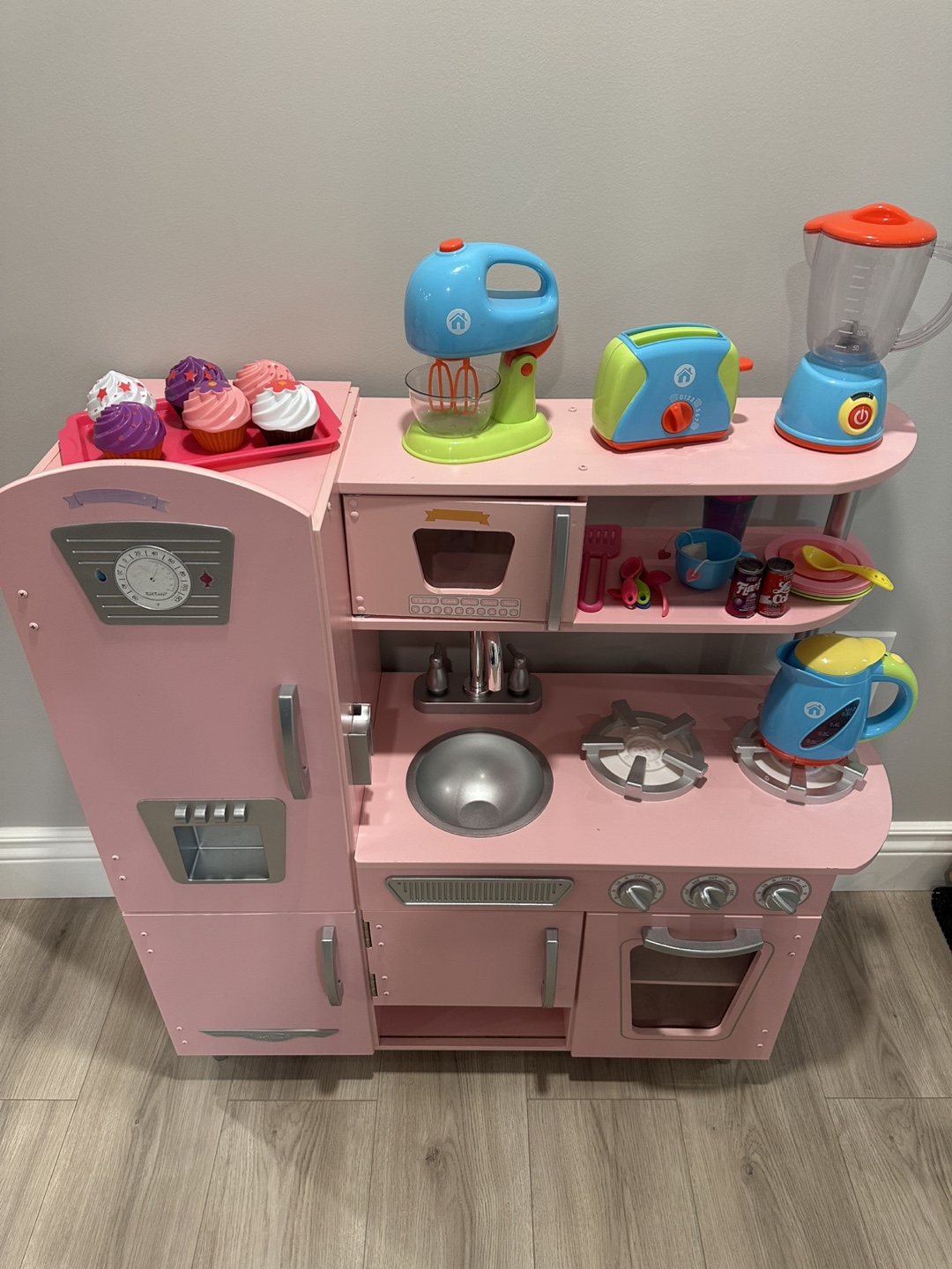 Pink Wooden Play Kitchen with Accessories - photo 2