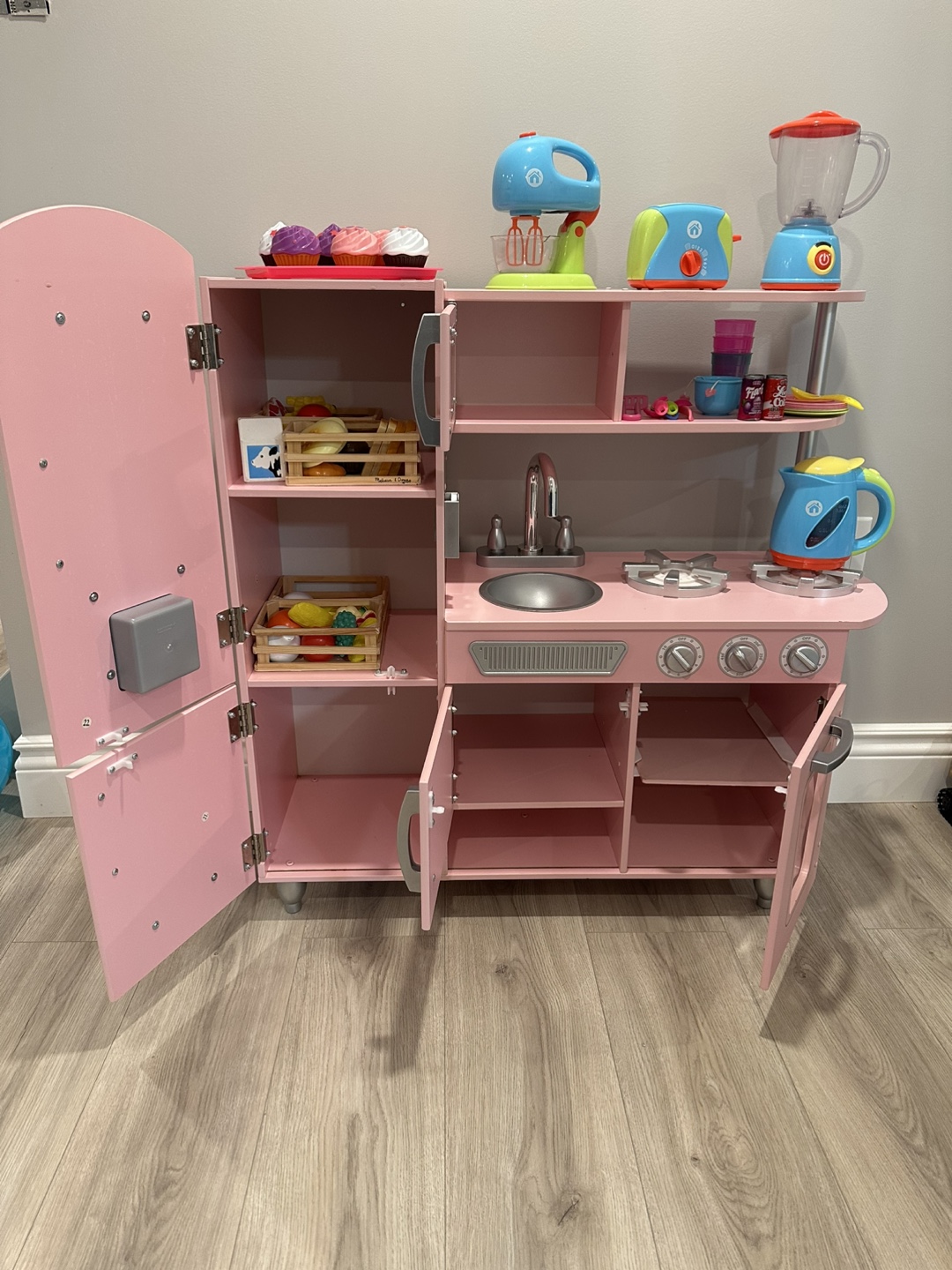 Pink Wooden Play Kitchen with Accessories - photo 3