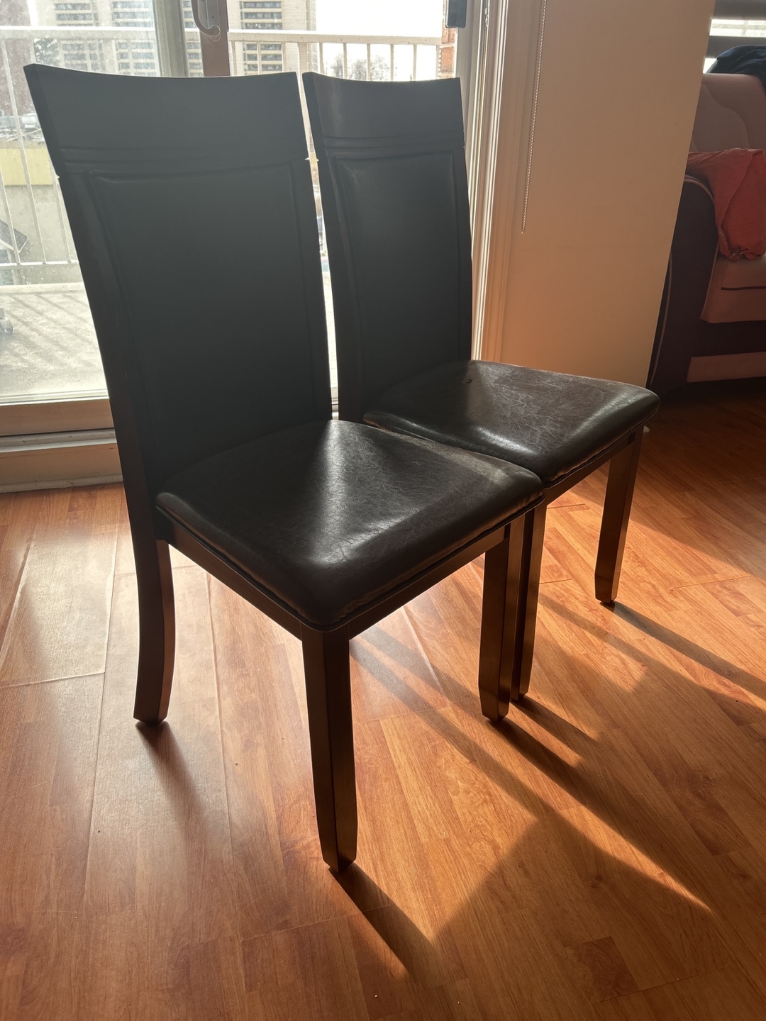 (Last 2) Pair of Dark Brown Dining Chairs (Like New) - photo 2