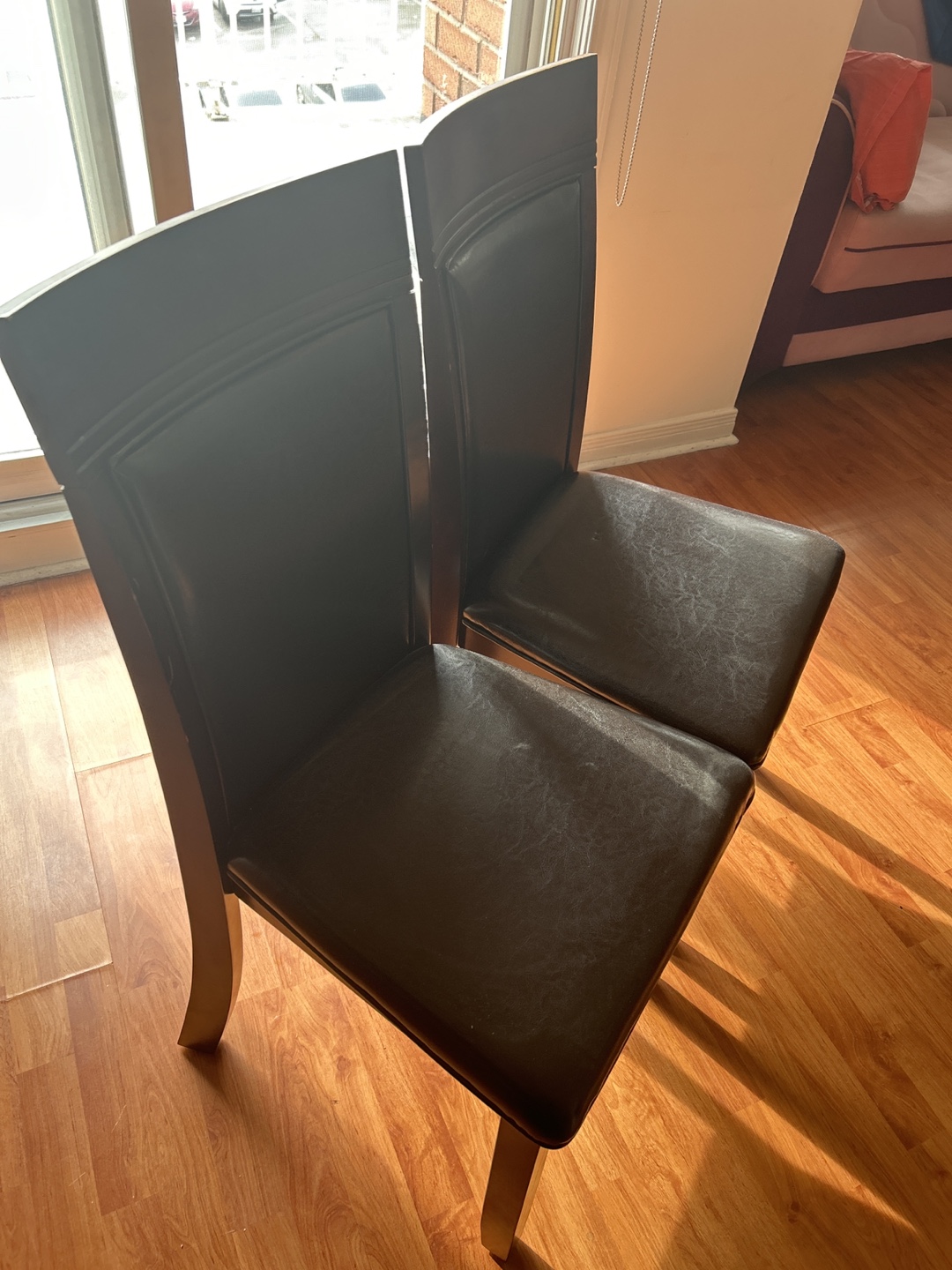 (Last 2) Pair of Dark Brown Dining Chairs (Like New) - photo 3