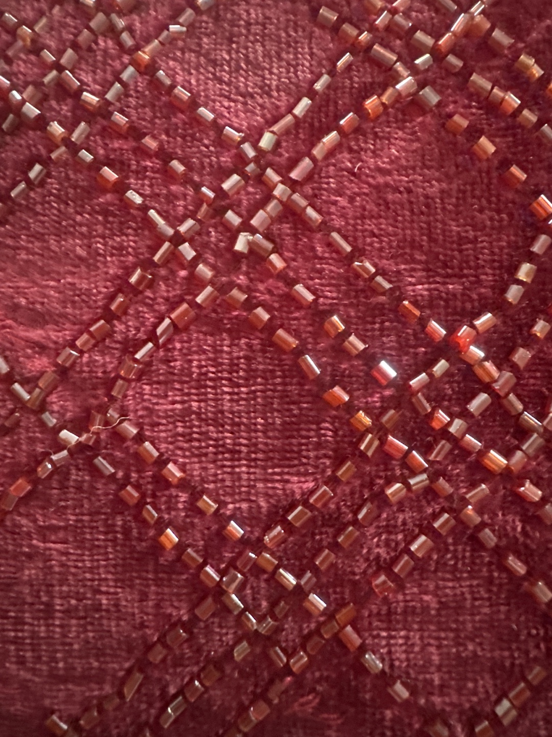 Set of 4 Burgundy Beaded Velvet Throw Pillows - photo 2