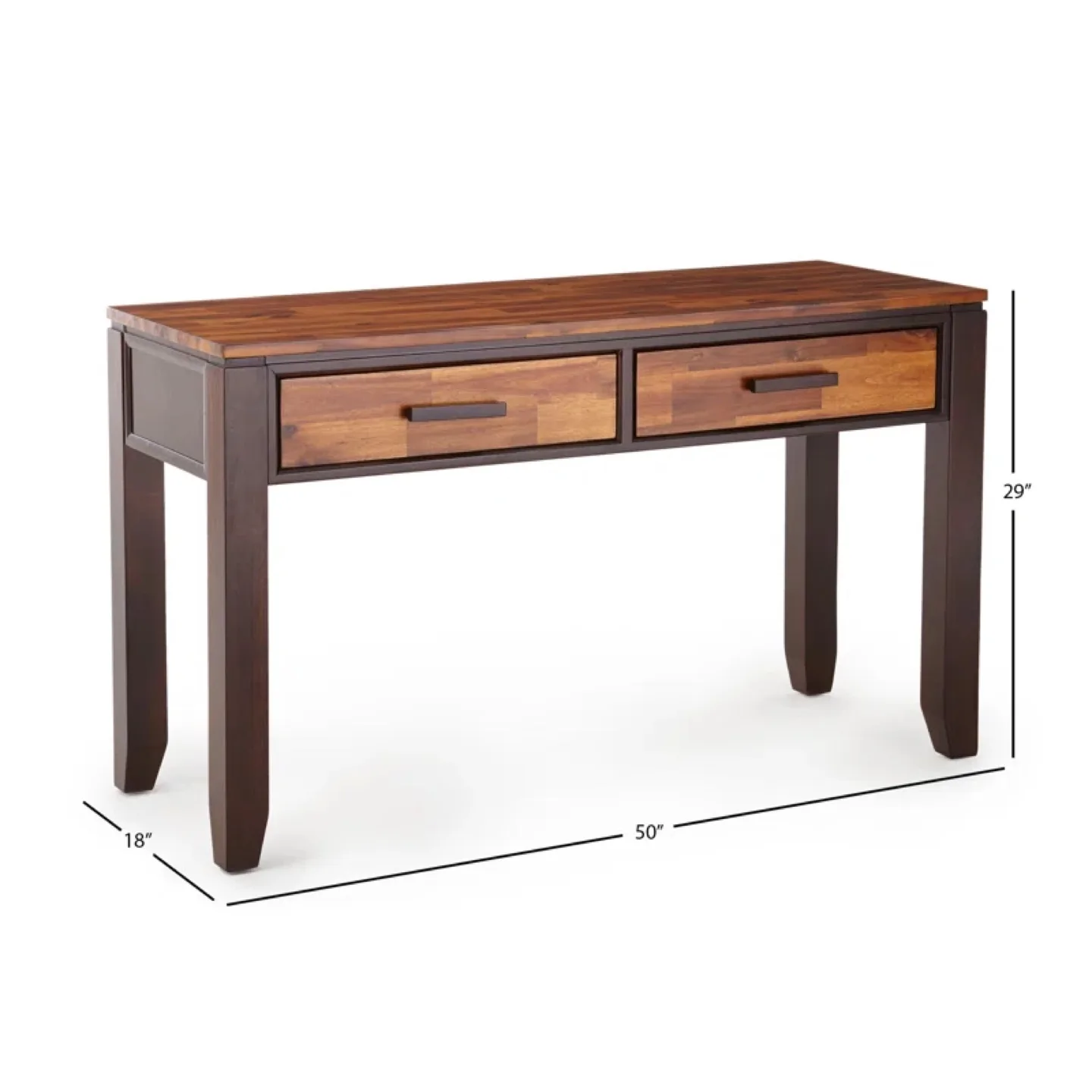 50" Two-Drawer Console Table - Dark Brown & Solid Wood image indicator(2)