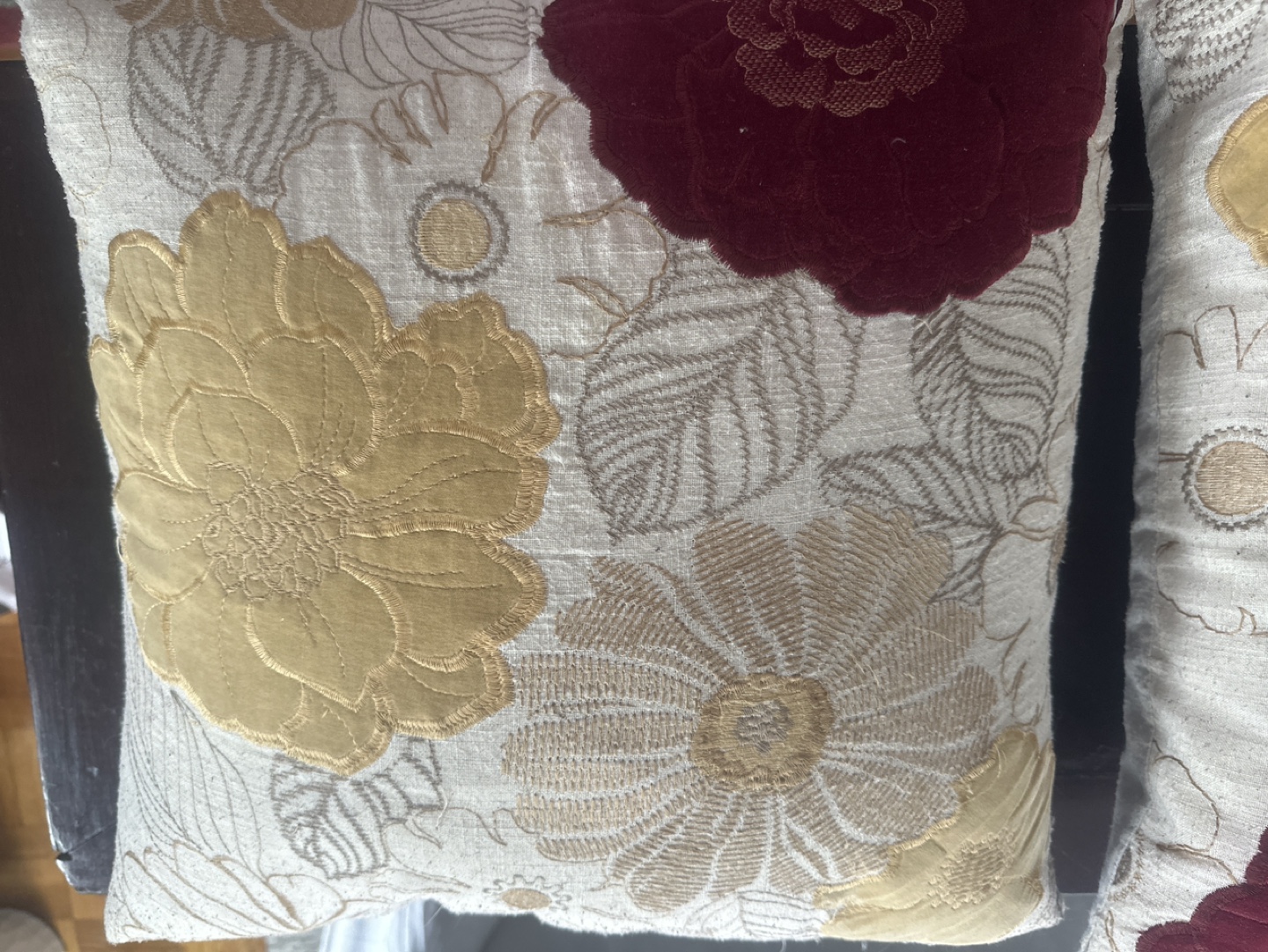 Embroidered Floral Throw Pillows Covers Set of Two